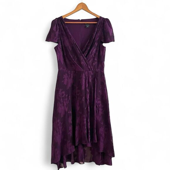 DKNY Floral Chiffon Midi Dress 8 High Low Purple Whimsigoth Fairy Grunge Party - Picture 1 of 11